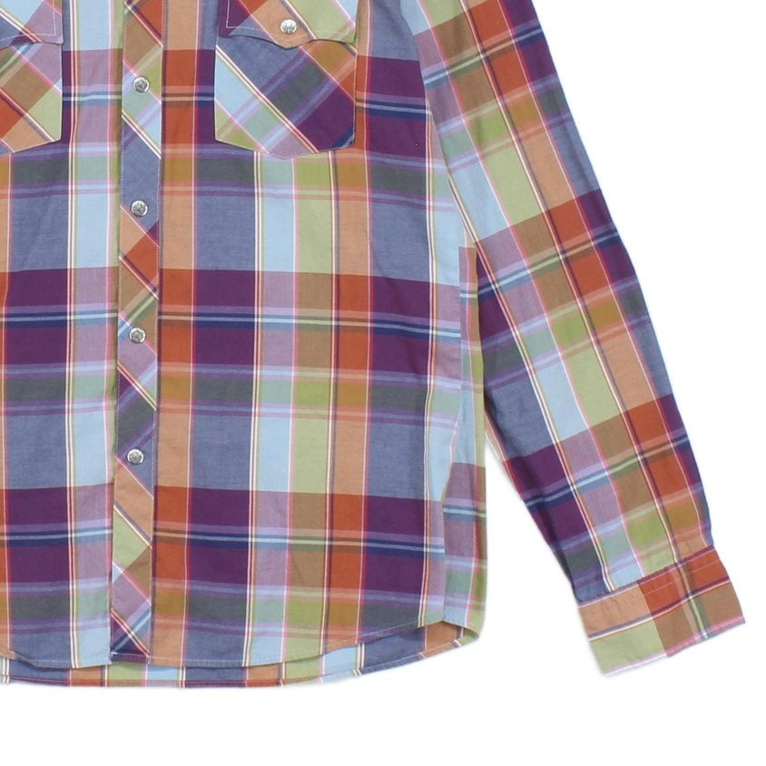 Mens Plaid Shirt Long Sleeve Button Up Snap