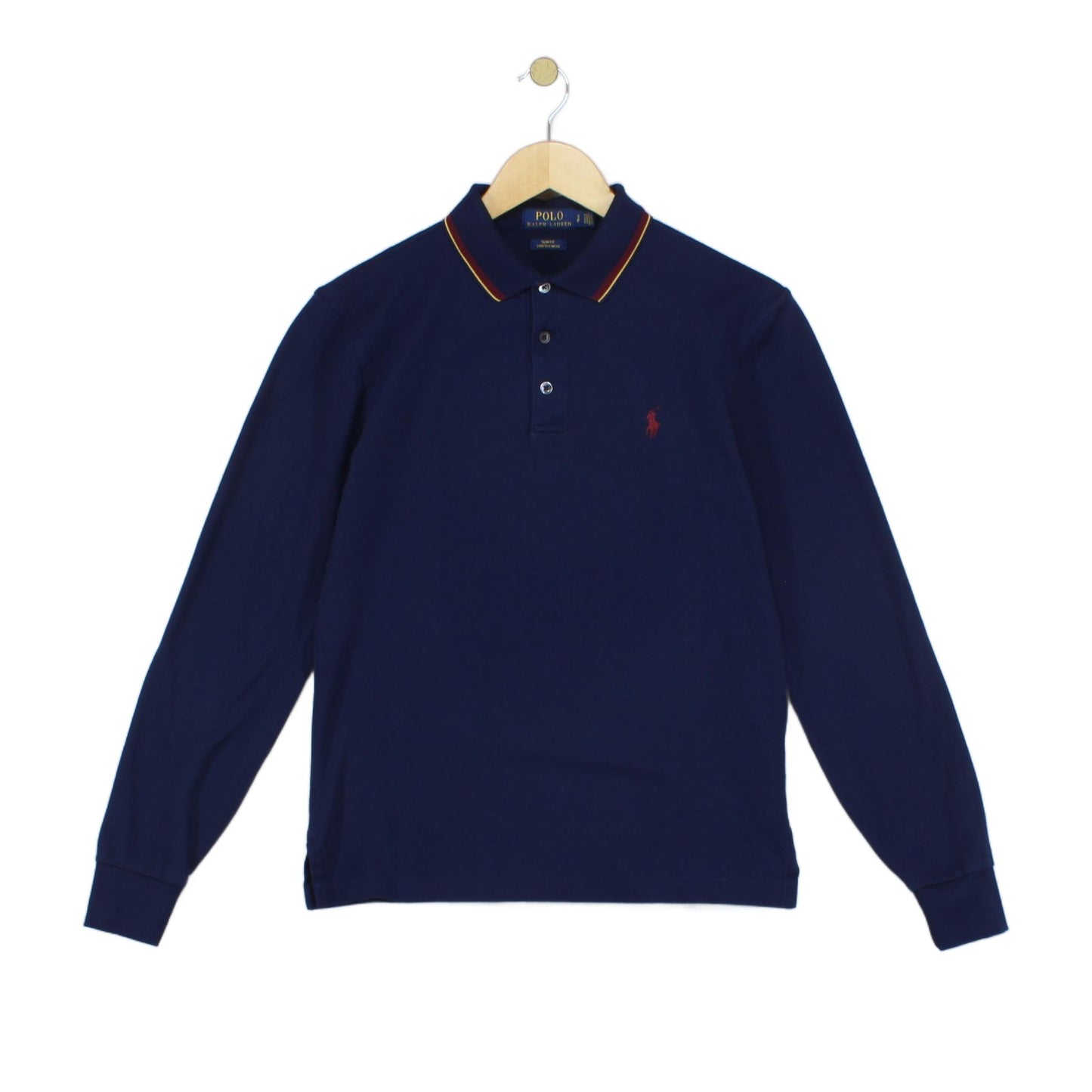 Mens Polo Shirt Stretch Slim Fit Long Sleeve Classic