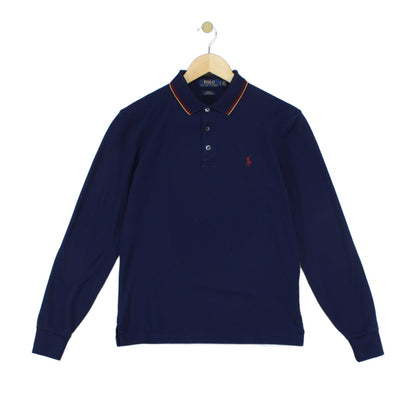 Mens Polo Shirt Stretch Slim Fit Long Sleeve Classic