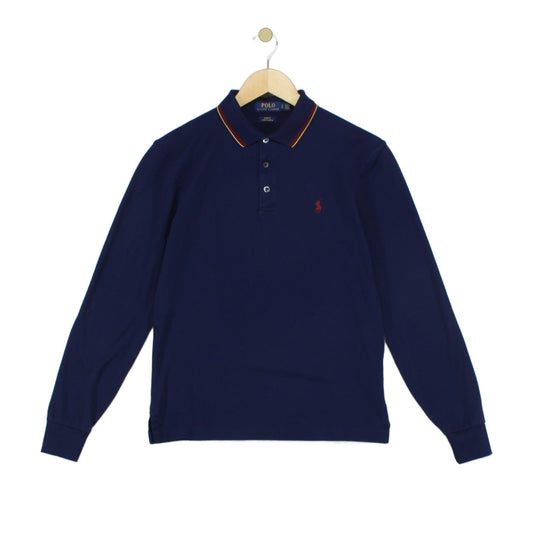 Mens Polo Shirt Stretch Slim Fit Long Sleeve Classic