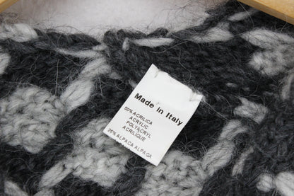 Womens Poncho Jumper Made In Italy Knit Houndstooth