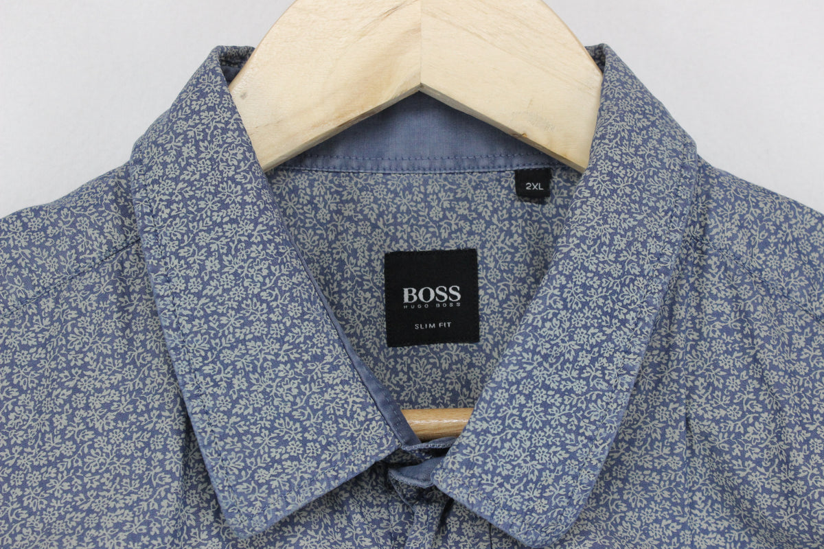 Mens Patterned Shirt Slim Fit Long Sleeve