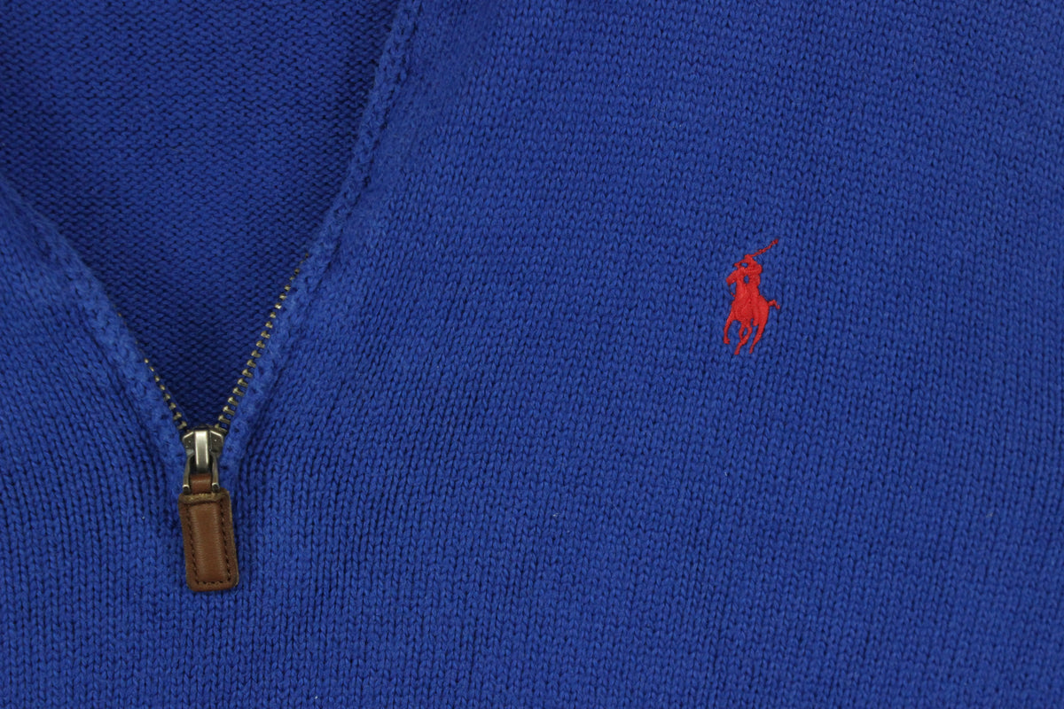 Mens 1/4 Zip Jumper Knit Classic Cotton