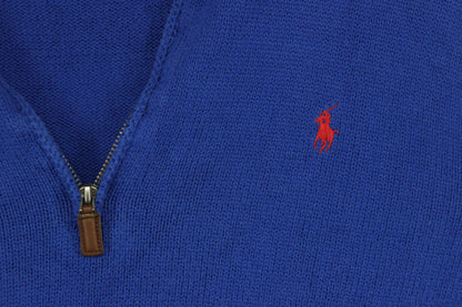 Mens 1/4 Zip Jumper Knit Classic Cotton