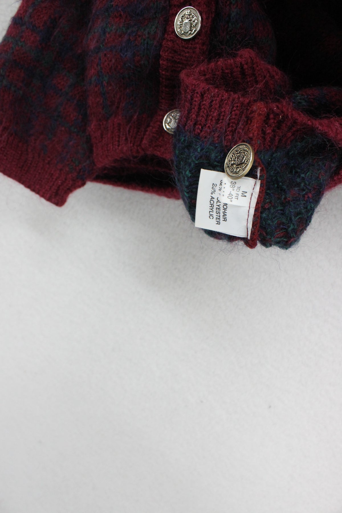 Womens Mohair Cardigan Plaid Buttoned Knit