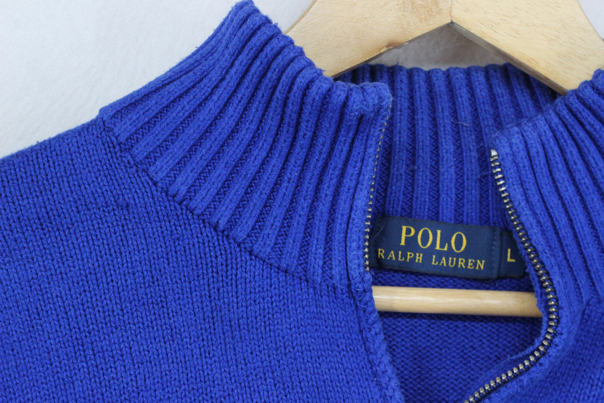 Mens 1/4 Zip Jumper Knit Classic Cotton