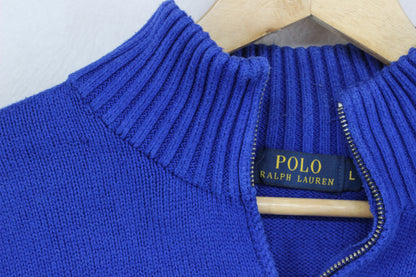 Mens 1/4 Zip Jumper Knit Classic Cotton