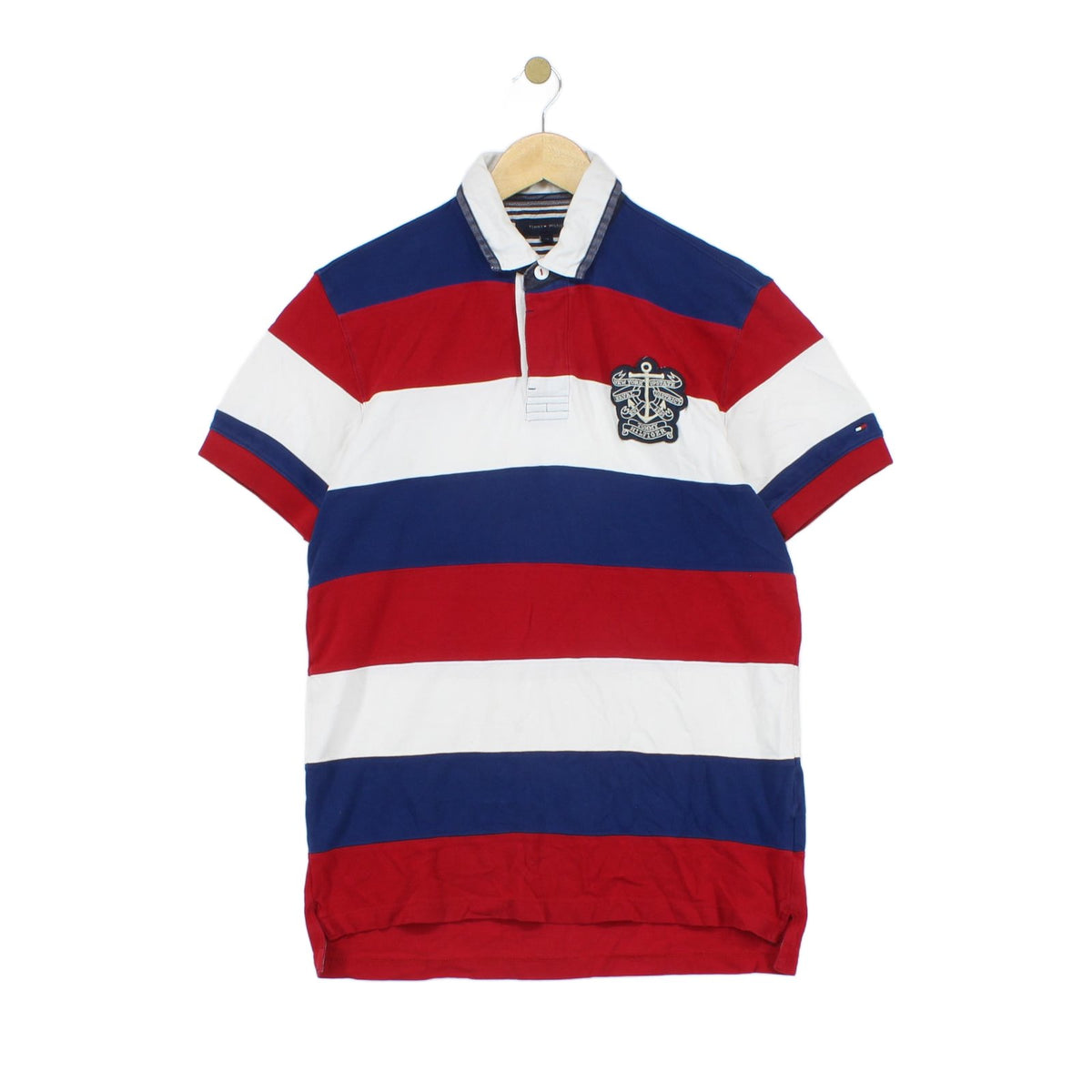 Mens Striped Polo Shirt Short Sleeve Logo