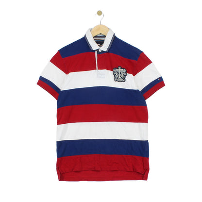 Mens Striped Polo Shirt Short Sleeve Logo