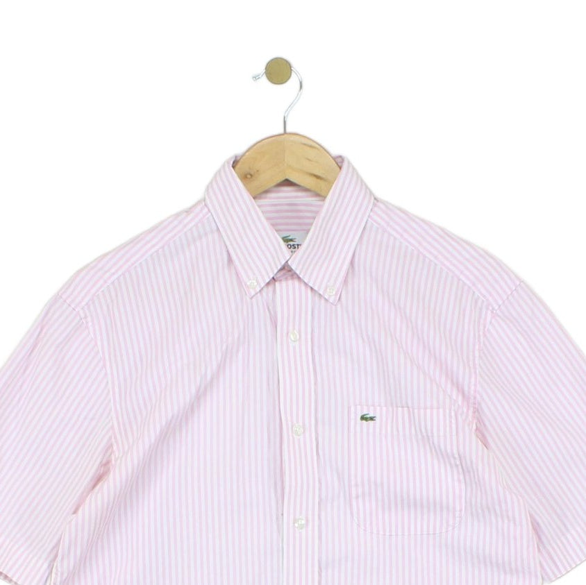 Mens Striped Shirt Short Sleeve Collared Regular Fit