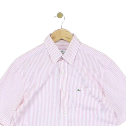 Mens Striped Shirt Short Sleeve Collared Regular Fit
