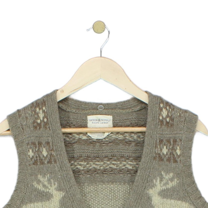 Womens Cardigan Vest Reindeer Knit
