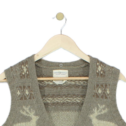 Womens Cardigan Vest Reindeer Knit