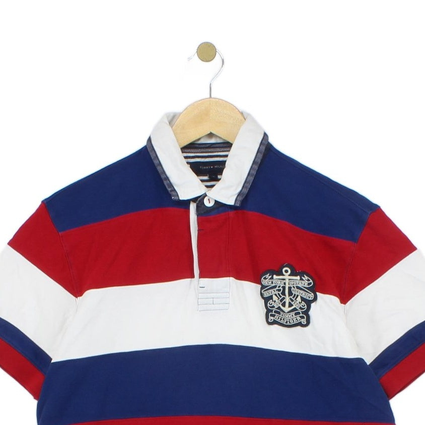 Mens Striped Polo Shirt Short Sleeve Logo