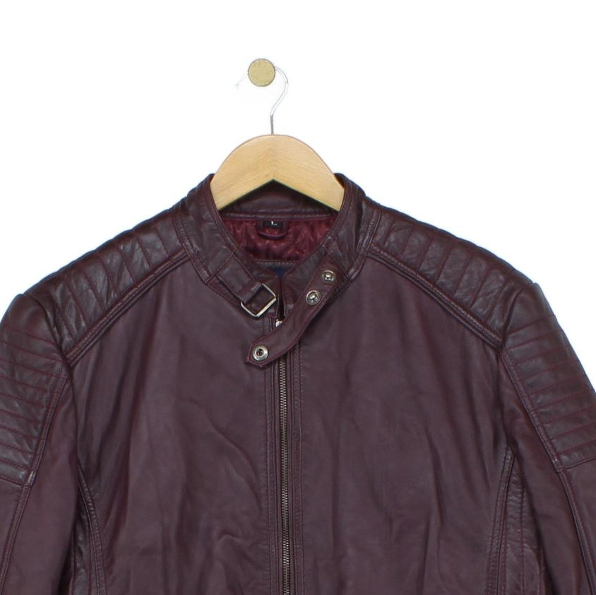 Mens Biker Jacket Full Zip Leather