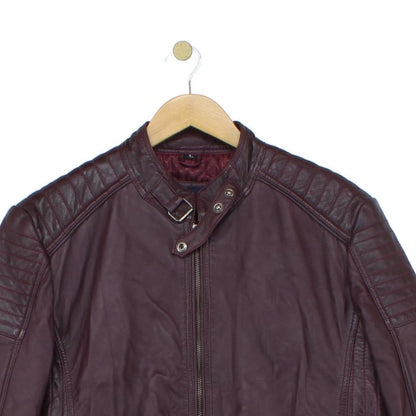 Mens Biker Jacket Full Zip Leather