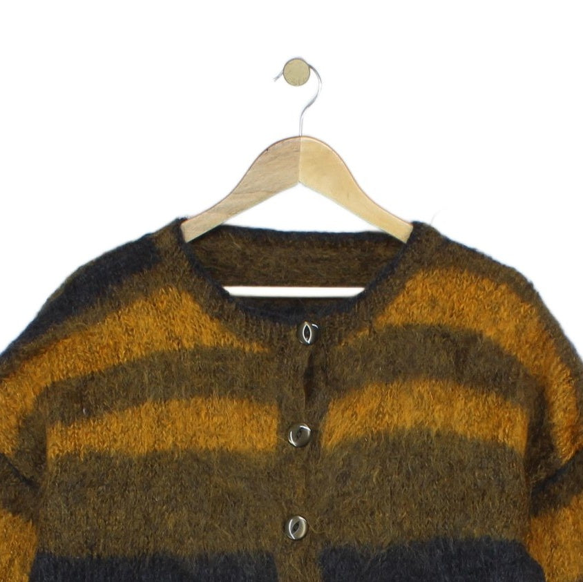 Womens Mohair Cardigan Relaxed Fit Striped