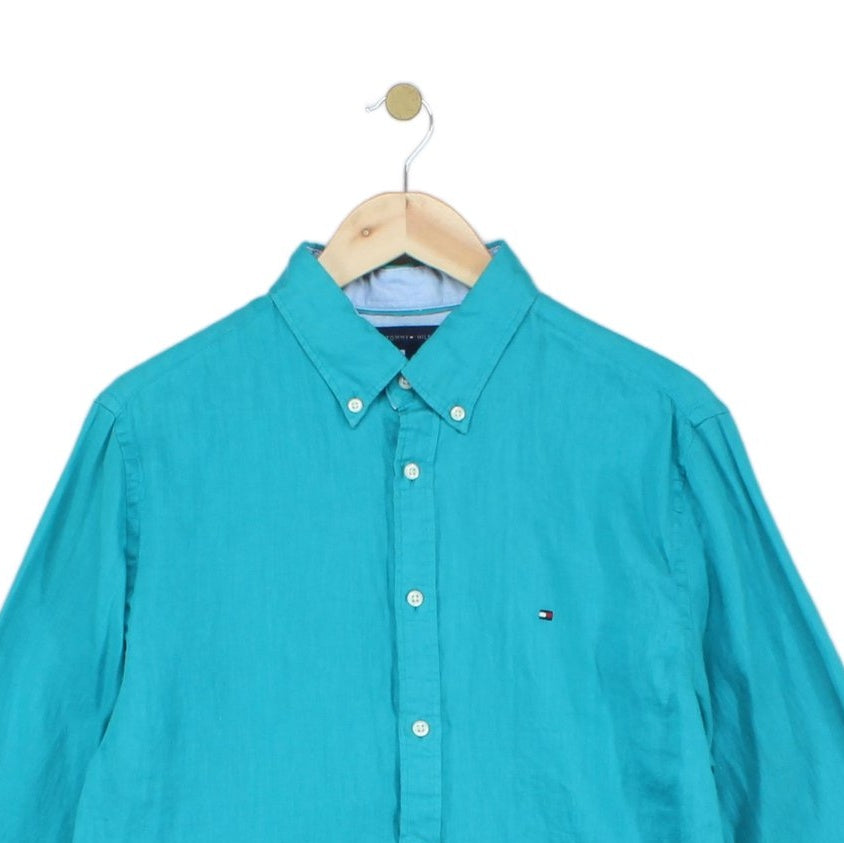 Mens Linen Shirt Long Sleeve Button Up