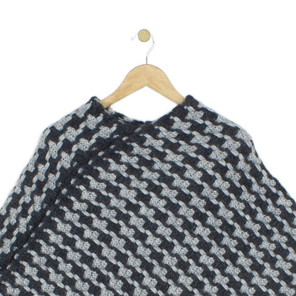Womens Poncho Jumper Made In Italy Knit Houndstooth
