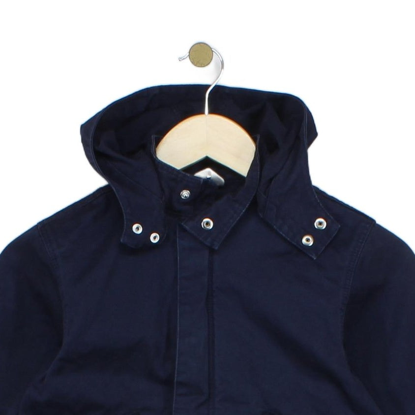 Boys Jacket Hooded Full Zip Navy Cotton