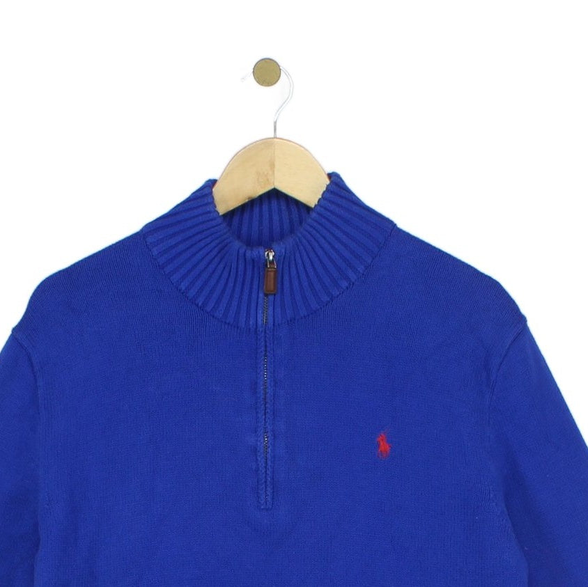 Mens 1/4 Zip Jumper Knit Classic Cotton