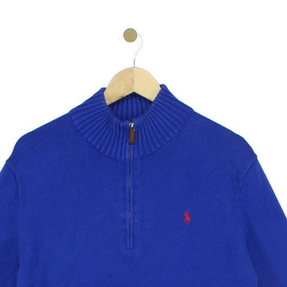 Mens 1/4 Zip Jumper Knit Classic Cotton