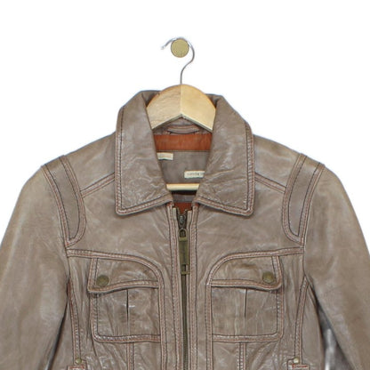Womens Leather Jacket Zip