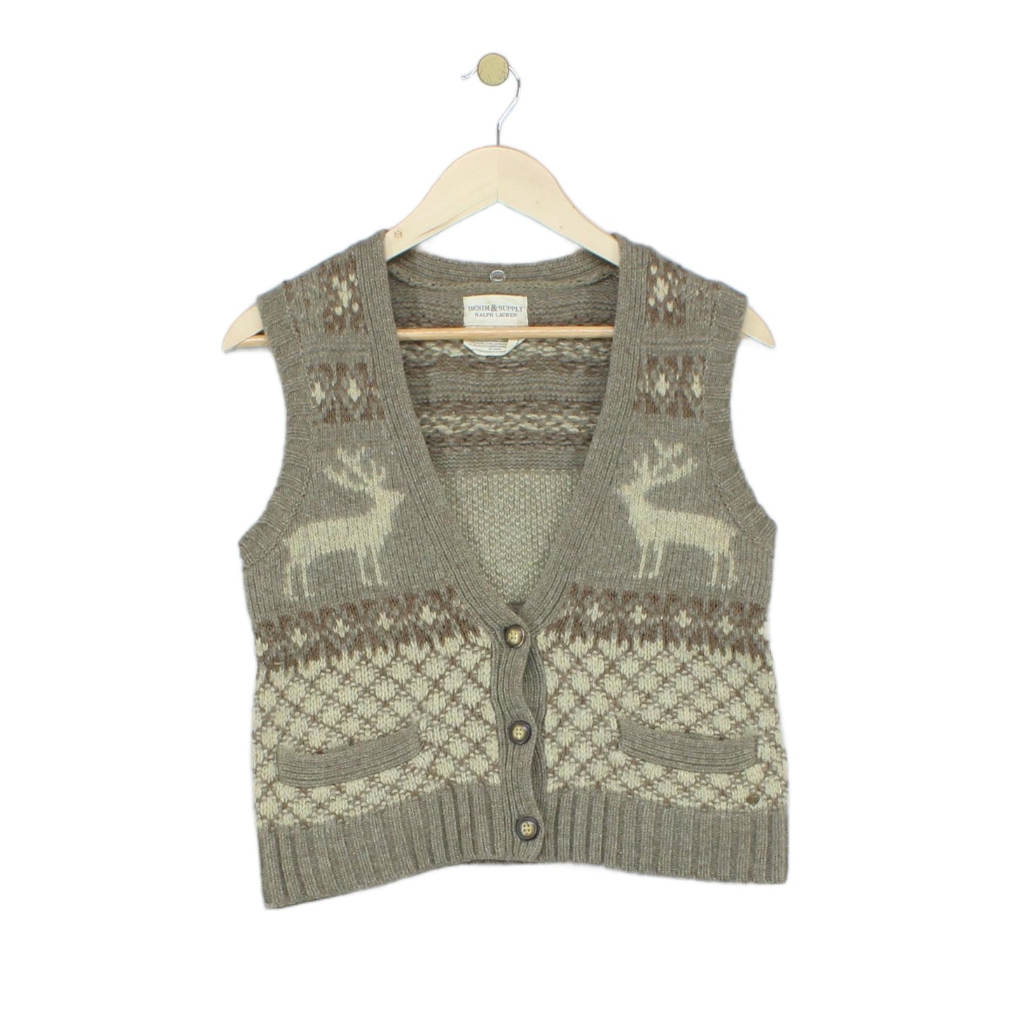 Womens Cardigan Vest Reindeer Knit