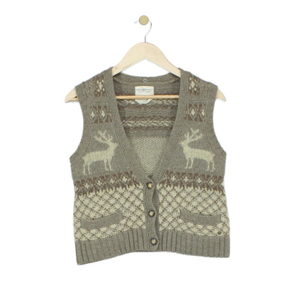 Womens Cardigan Vest Reindeer Knit