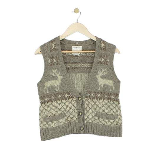 Womens Cardigan Vest Reindeer Knit