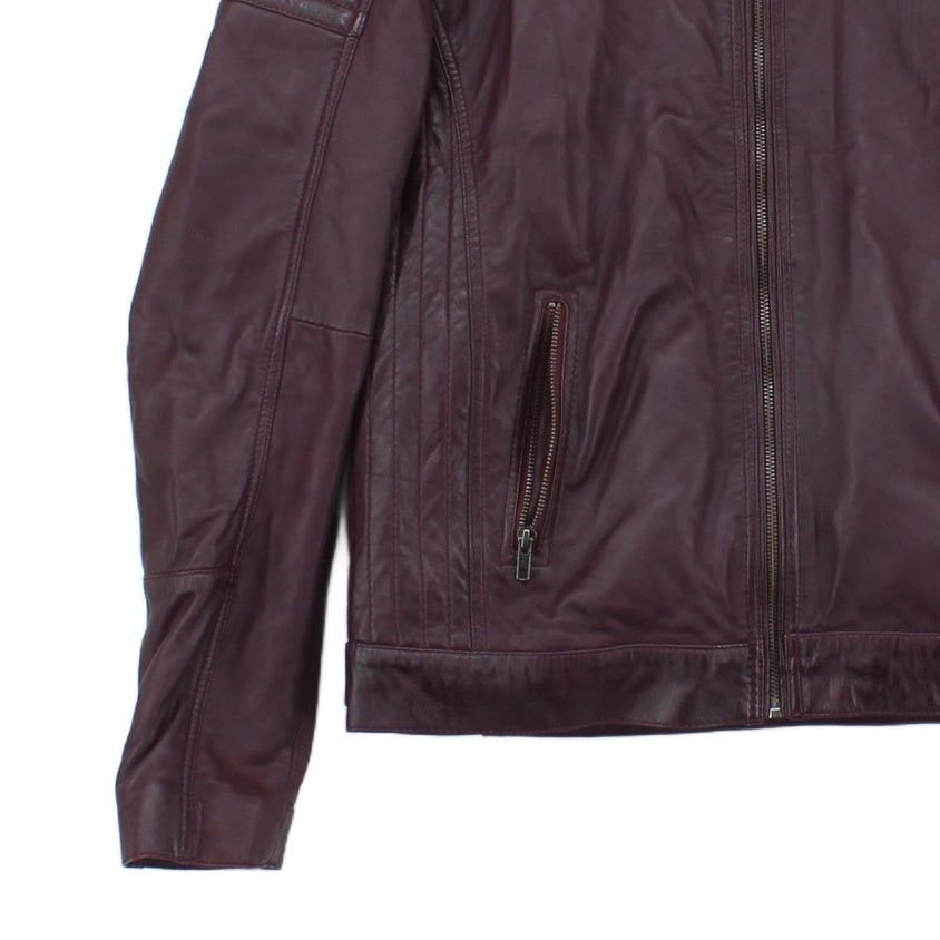 Mens Biker Jacket Full Zip Leather