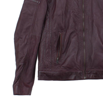 Mens Biker Jacket Full Zip Leather