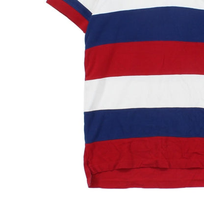 Mens Striped Polo Shirt Short Sleeve Logo