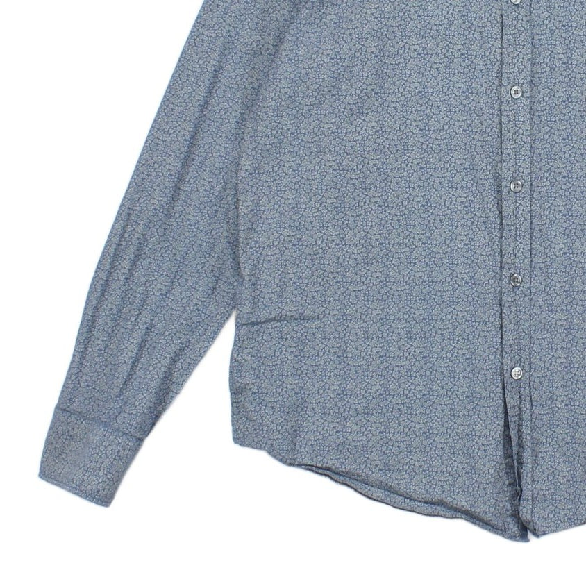 Mens Patterned Shirt Slim Fit Long Sleeve