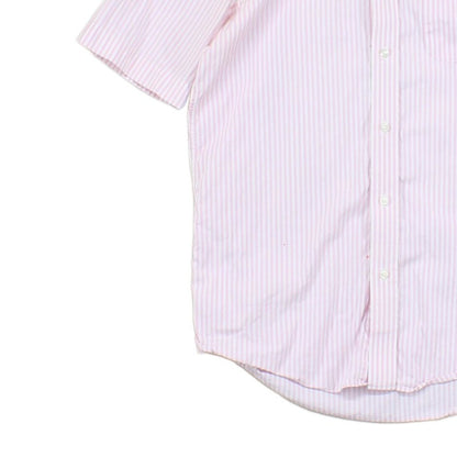 Mens Striped Shirt Short Sleeve Collared Regular Fit