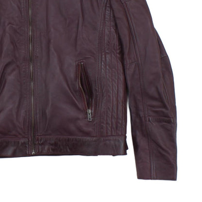 Mens Biker Jacket Full Zip Leather