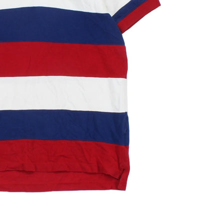 Mens Striped Polo Shirt Short Sleeve Logo