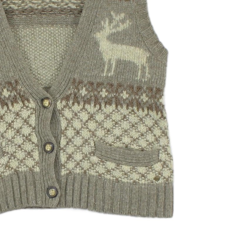 Womens Cardigan Vest Reindeer Knit