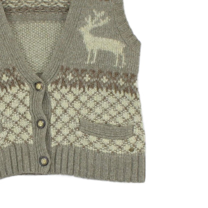 Womens Cardigan Vest Reindeer Knit