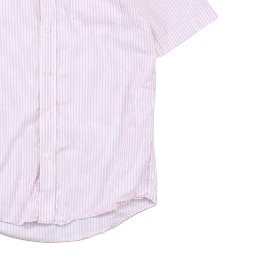 Mens Striped Shirt Short Sleeve Collared Regular Fit