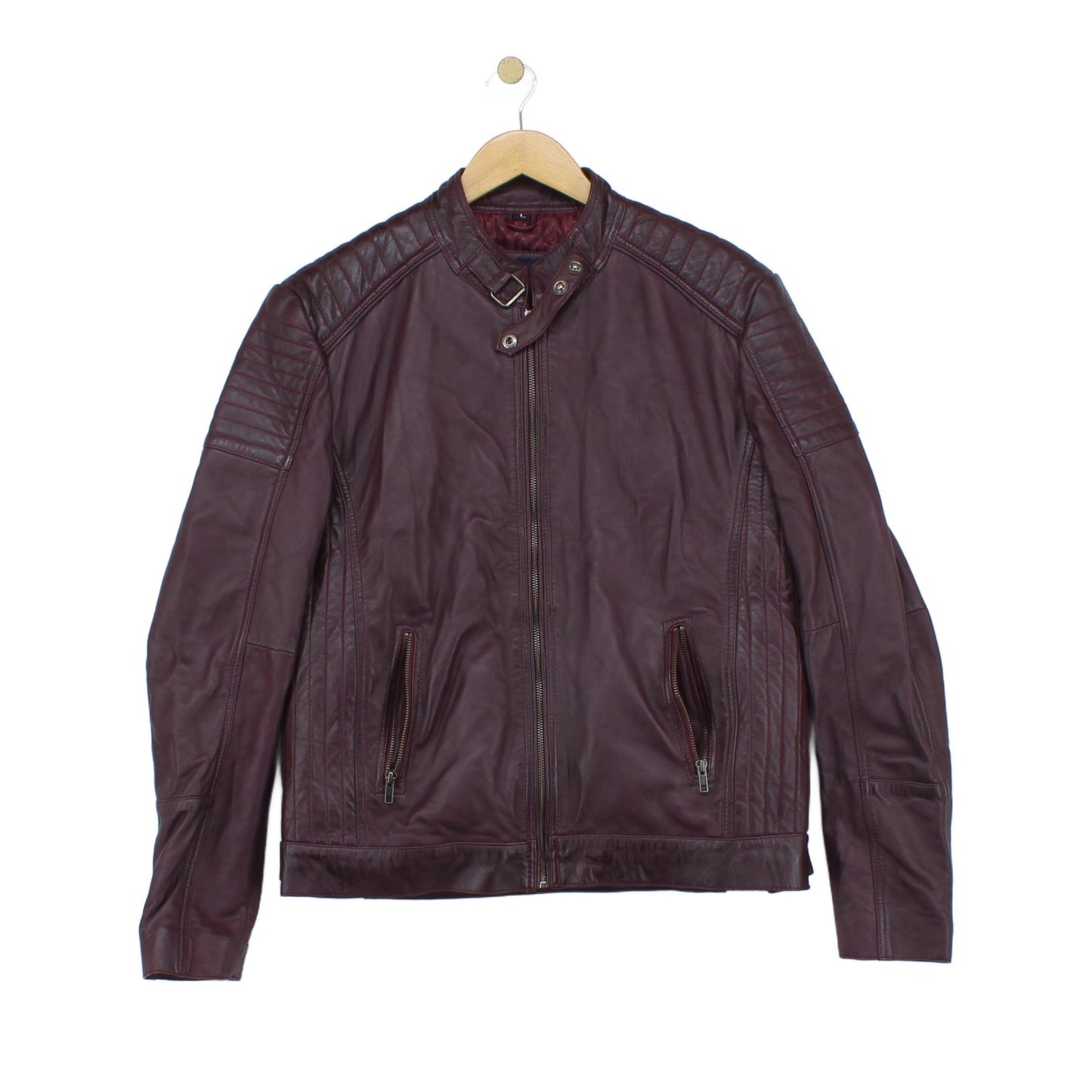 Mens Biker Jacket Full Zip Leather