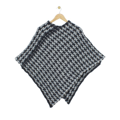 Womens Poncho Jumper Made In Italy Knit Houndstooth