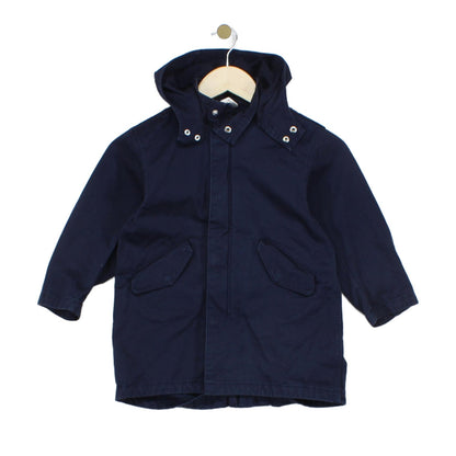 Boys Jacket Hooded Full Zip Navy Cotton