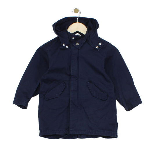Boys Jacket Hooded Full Zip Navy Cotton