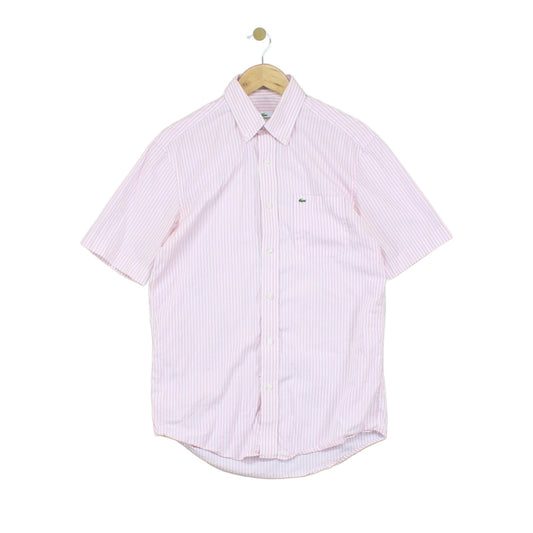 Mens Striped Shirt Short Sleeve Collared Regular Fit