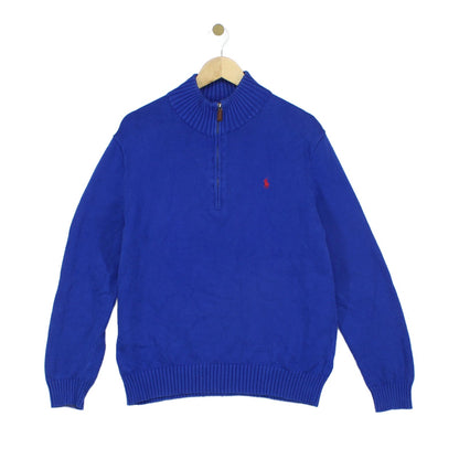 Mens 1/4 Zip Jumper Knit Classic Cotton