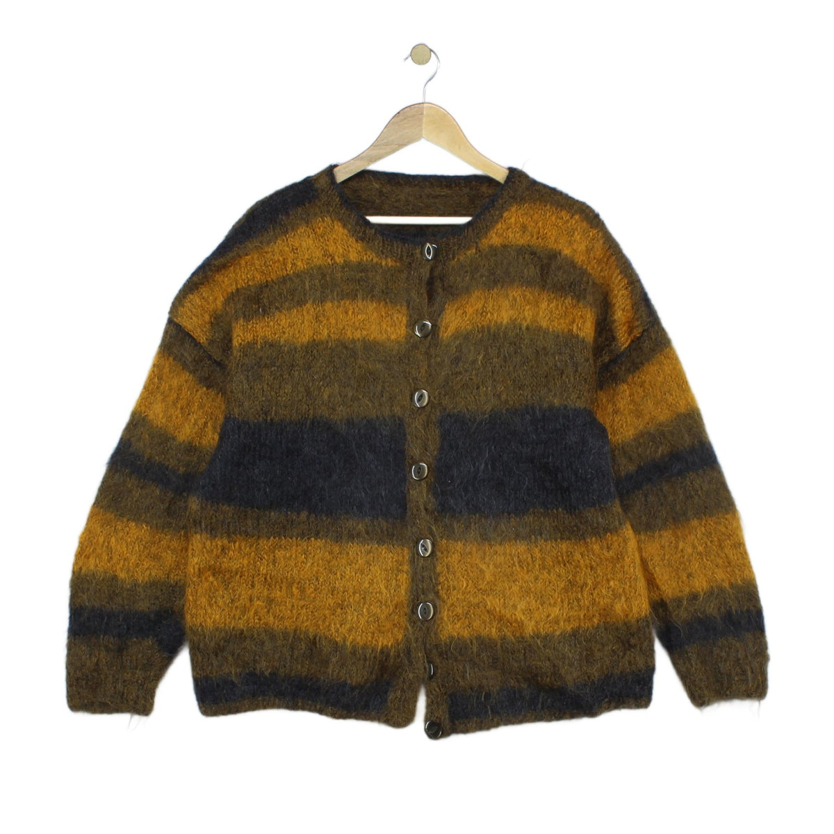 Womens Mohair Cardigan Relaxed Fit Striped