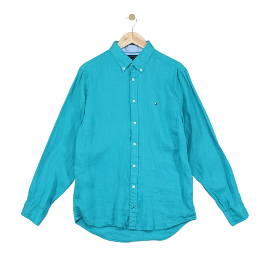 Mens Linen Shirt Long Sleeve Button Up