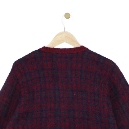 Womens Mohair Cardigan Plaid Buttoned Knit