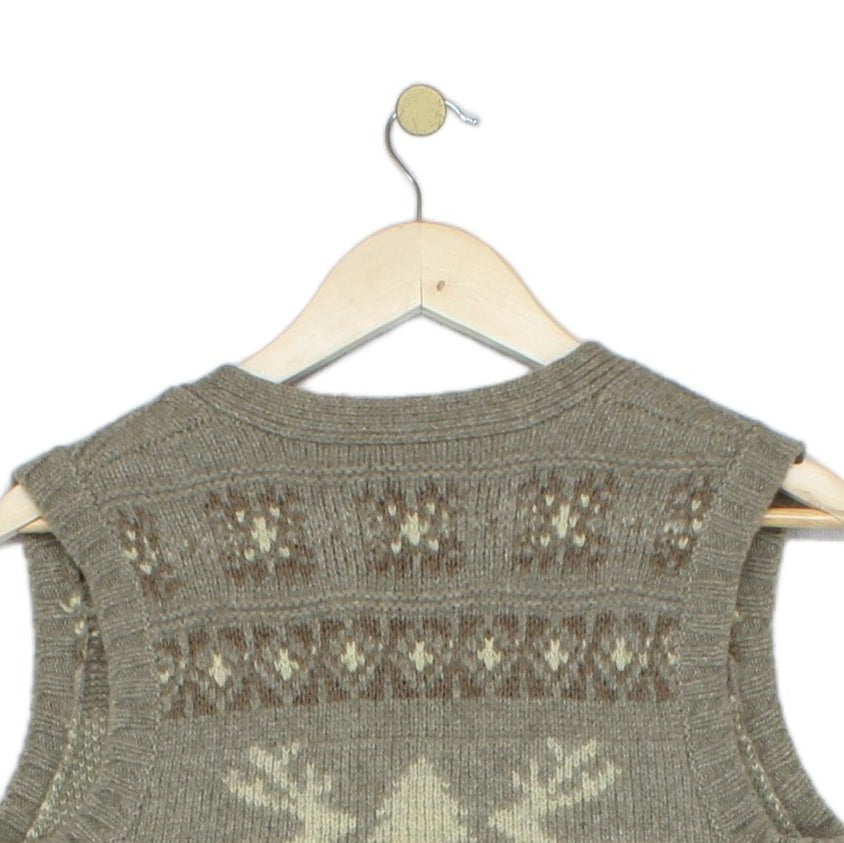 Womens Cardigan Vest Reindeer Knit